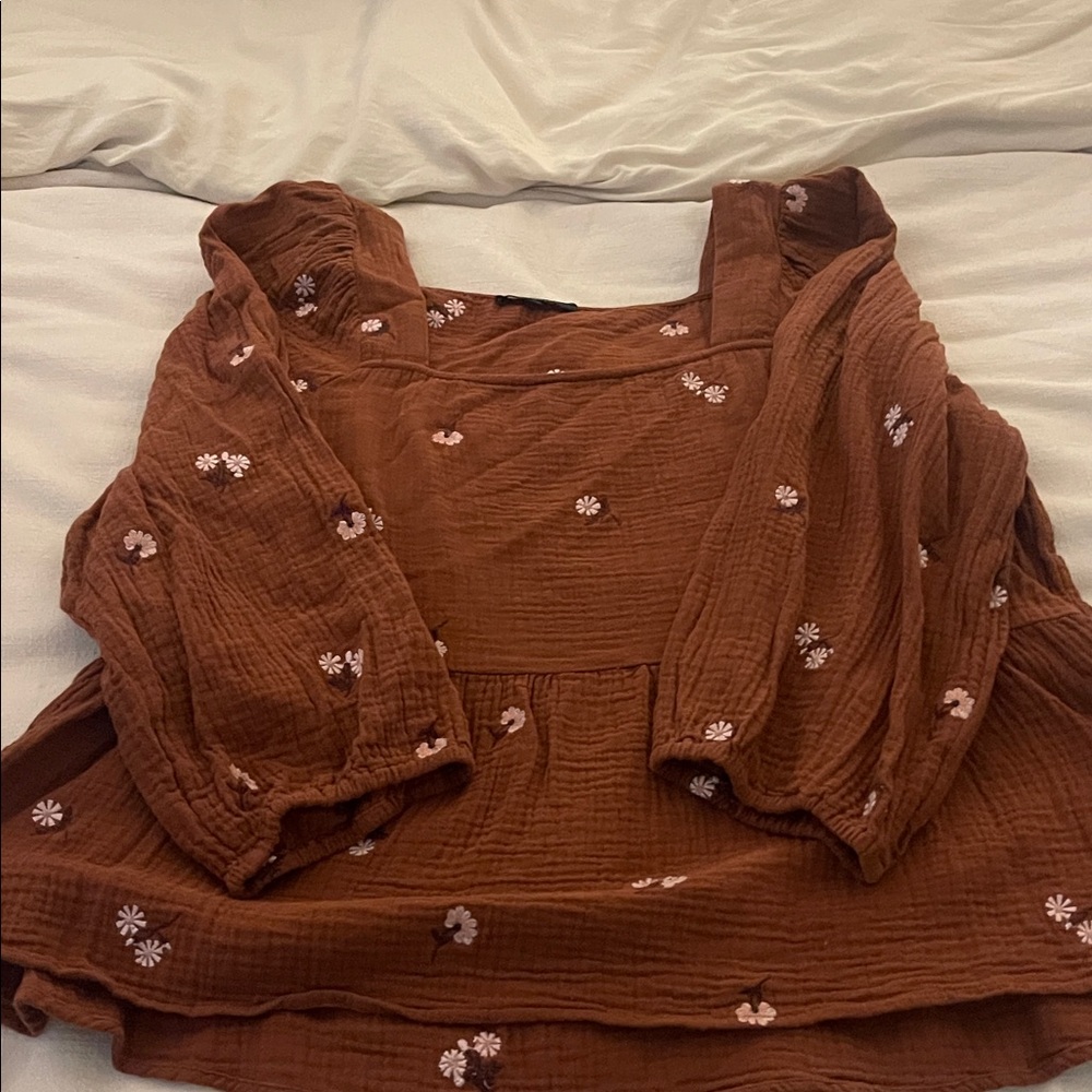 Madewell Rust Floral Blouse